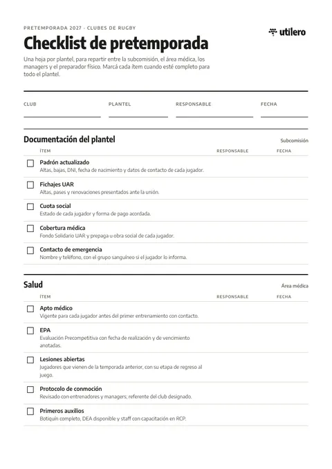 Vista previa: Checklist de pretemporada